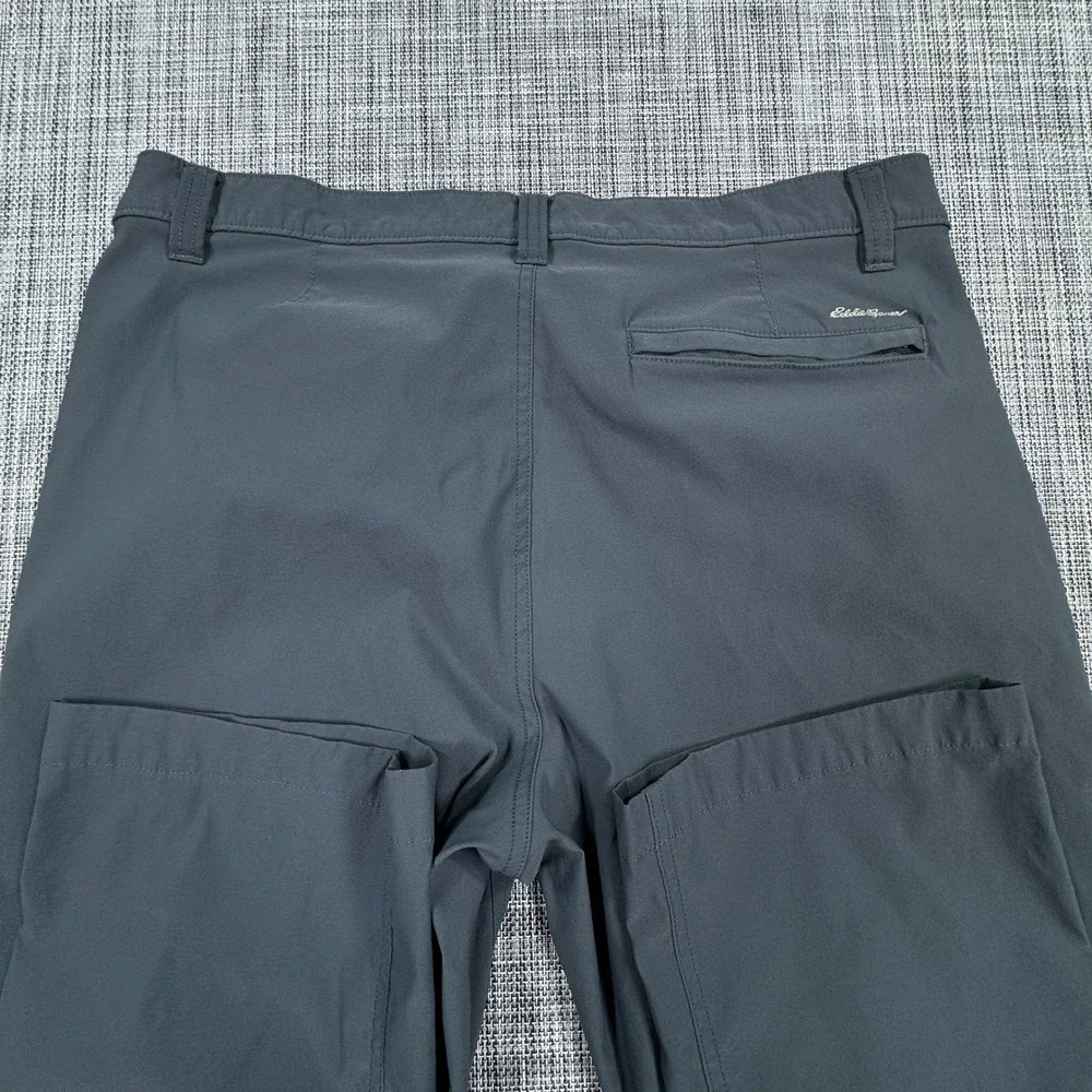 Eddie Bauer Takeoff Chino Pants Mens 34x34 Gray Blue Nylon Stretch Flat Front